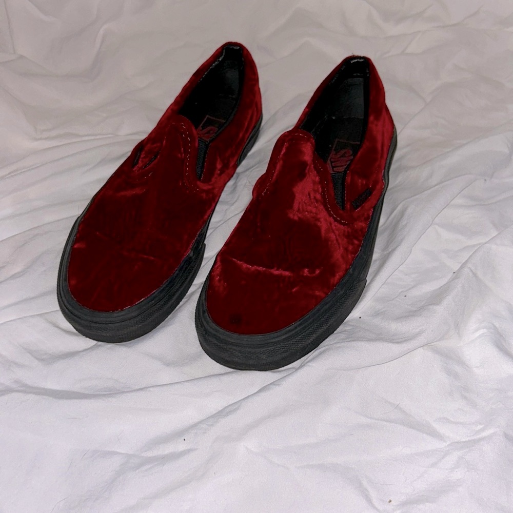 Red Velvet Van’s Slip Ons Size 7